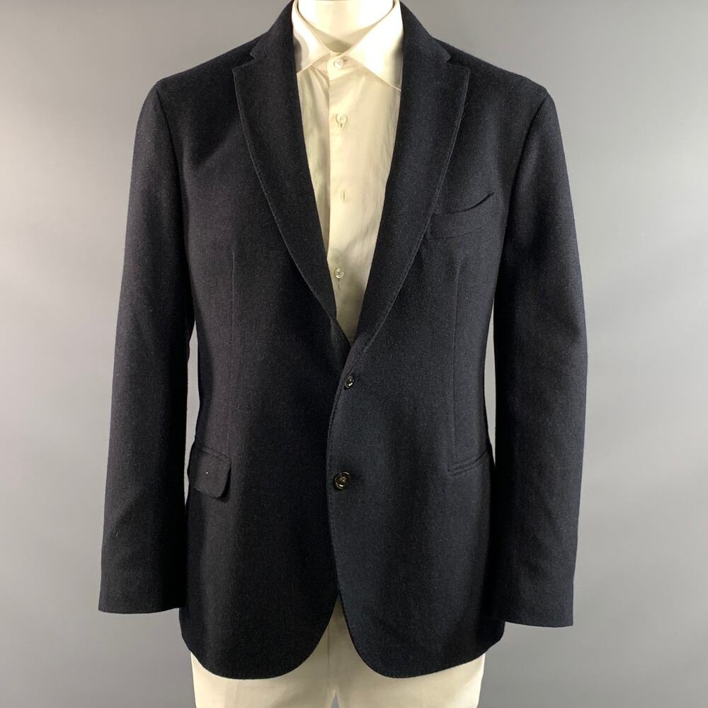 BOGLIOLI Chest Size 48 Navy Blue Wool Cashmere Notch Lapel Sport Coat